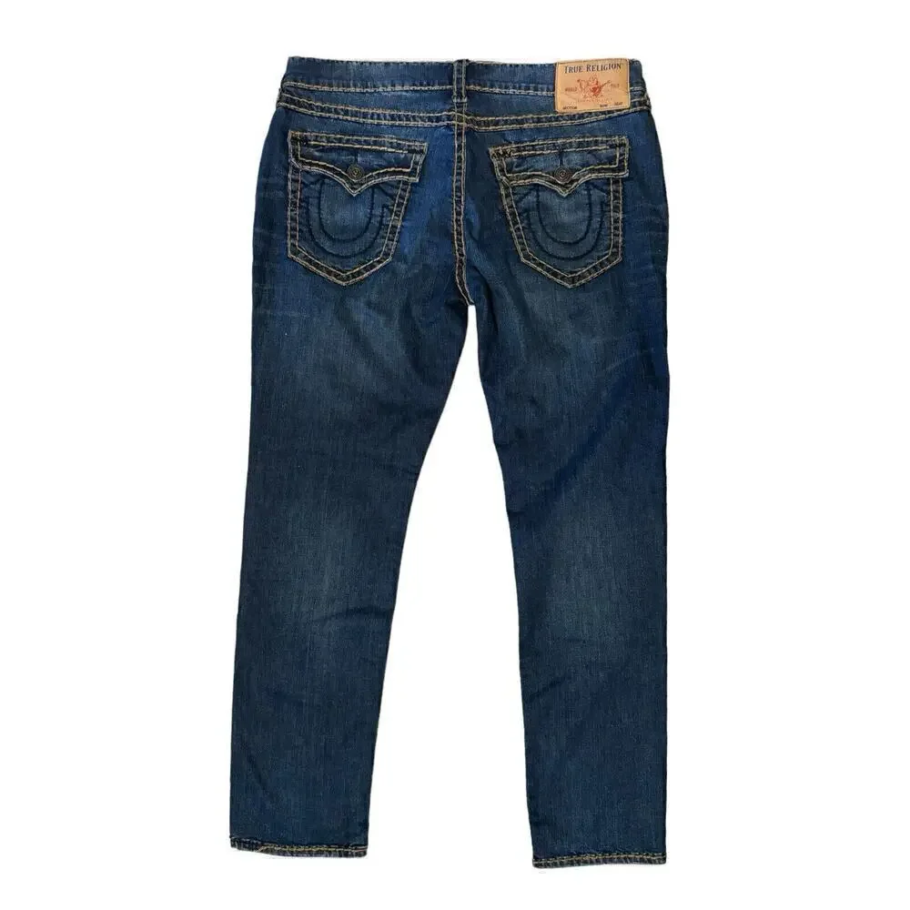 True Religion Geno Super T Jeans 40 x 33 Copper Stitching Relaxed Y2K Vintage